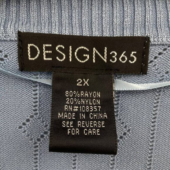 Design 365 Cardigan Sweater Size 2X Blue Button Detail Henley Diamond Knit - Picture 5 of 9